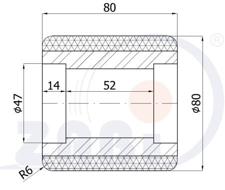 Ролики пластиковые и металлические, Ролики и колёса для гидравлических тележек, Алюминий- полиуретановые без подшипника с обозначением RAP-RB-80-80