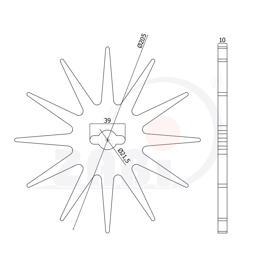 , Rolki tworzywowe i metalowe, Gwiazdy pielące o symbolu PIELNIK 205-12/73