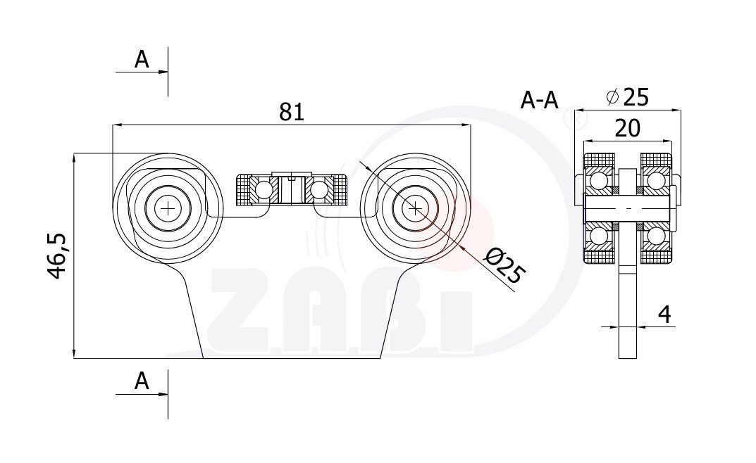 Ролики для откатных ворот, Каретки для откатных воро, Для профиля 30х30 стенка 2мм с обозначением G-5M-30