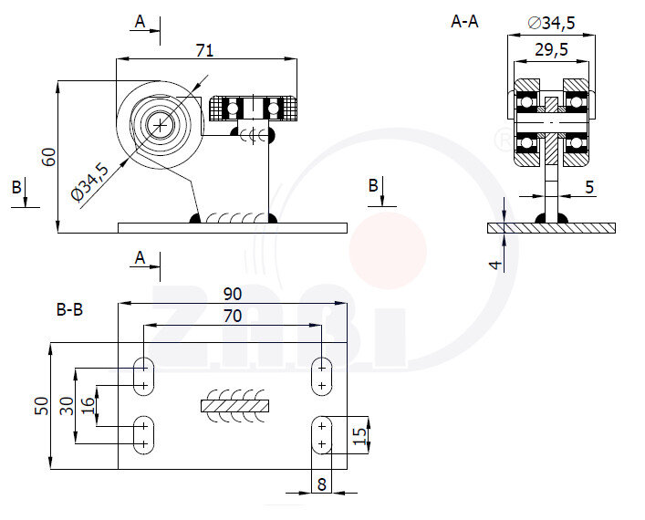 Ролики для откатных ворот, Каретки для откатных воро, Для профиля 40х40 стенка 2мм с обозначением 3T-40
