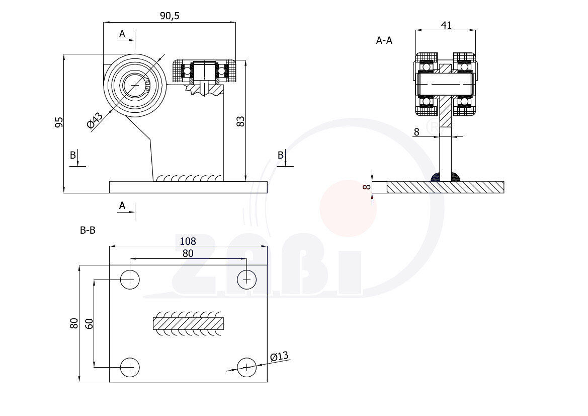 Ролики для откатных ворот, Каретки для откатных воро, Для профиля 50х50 стенка 2,5мм с обозначением 3T-50