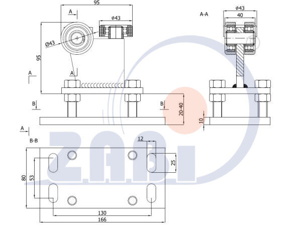 Ролики для откатных ворот, Каретки для откатных воро, Для профиля 50х50 стенка 2,5мм с обозначением R-3M-50