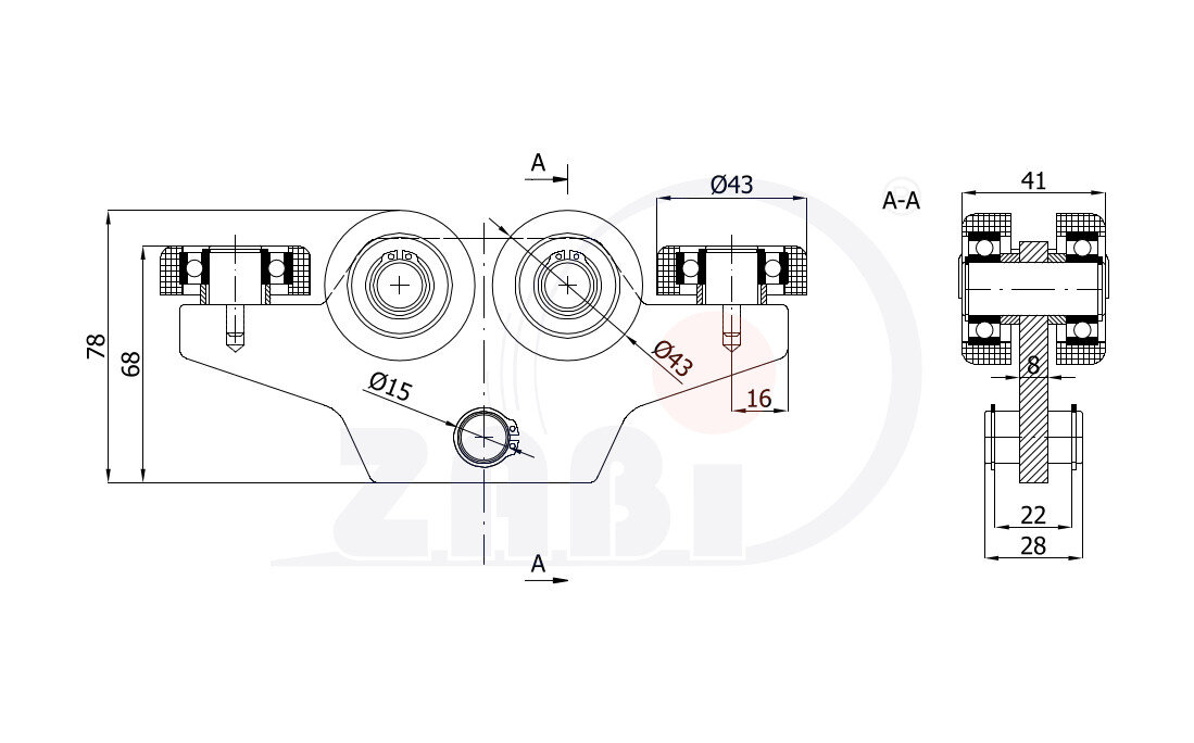 Ролики для откатных ворот, Каретки для откатных воро, Для профиля 50х50 стенка 2,5мм с обозначением WG-6T-50