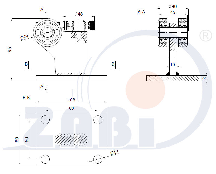 Ролики для откатных ворот, Каретки для откатных воро, Для профиля 50х55 стенка 2,5мм с обозначением 3M-50/55