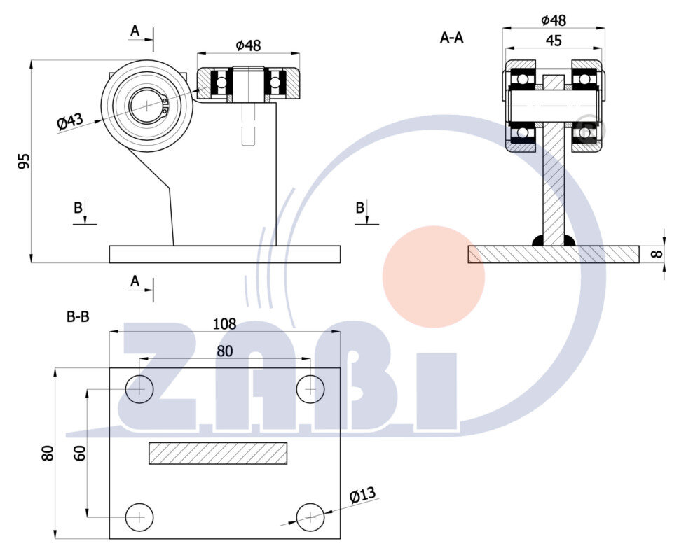 Ролики для откатных ворот, Каретки для откатных воро, Для профиля 50х55 стенка 2,5мм с обозначением 3MM-50/55