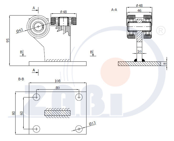 Ролики для откатных ворот, Каретки для откатных воро, Для профиля 50х55 стенка 2,5мм с обозначением 3T-50/55