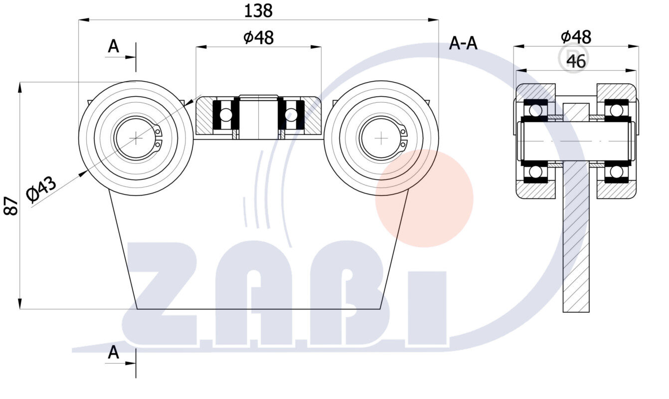 Wózki i akcesoria do bram, Wózki do bram przesuwnych, Do profili 50x55 ścianka 2,5mm o symbolu G-5MM-50/55