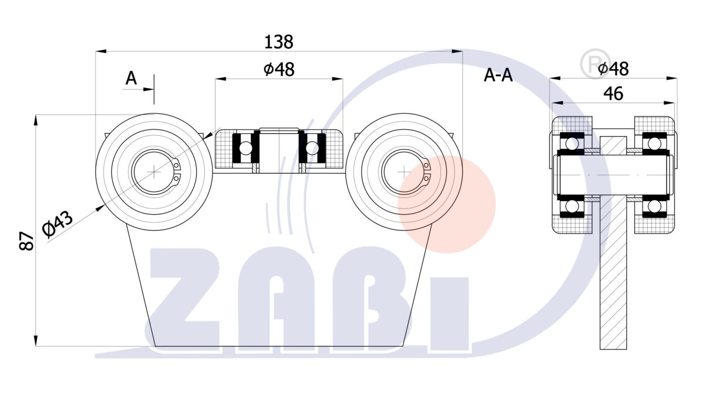 Wózki i akcesoria do bram, Wózki do bram przesuwnych, Do profili 50x55 ścianka 2,5mm o symbolu G-5T-50/55