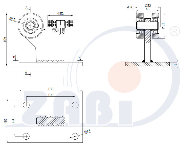 Ролики для откатных ворот, Каретки для откатных воро, Для профиля 60х60 стенка 3,5мм с обозначением 3M-60