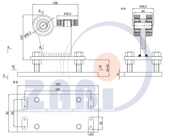 Ролики для откатных ворот, Каретки для откатных воро, Для профиля 60х60 стенка 3,5мм с обозначением R-3M-60