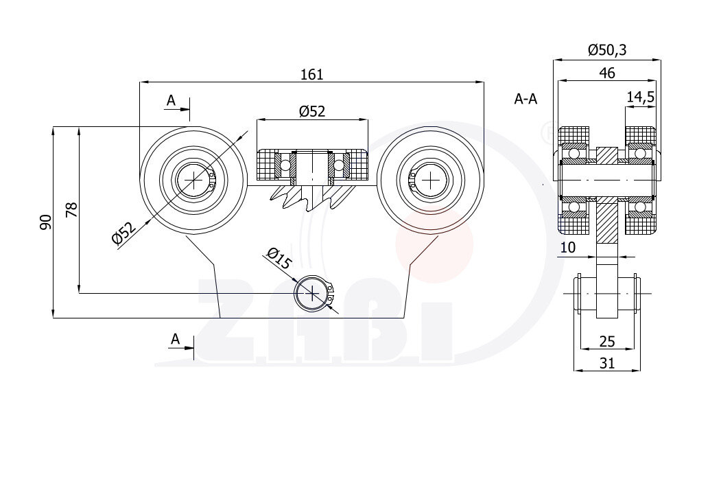 Wózki i akcesoria do bram, Wózki do bram przesuwnych, Do profili 60x60 ścianka 3mm o symbolu WG-5T-60