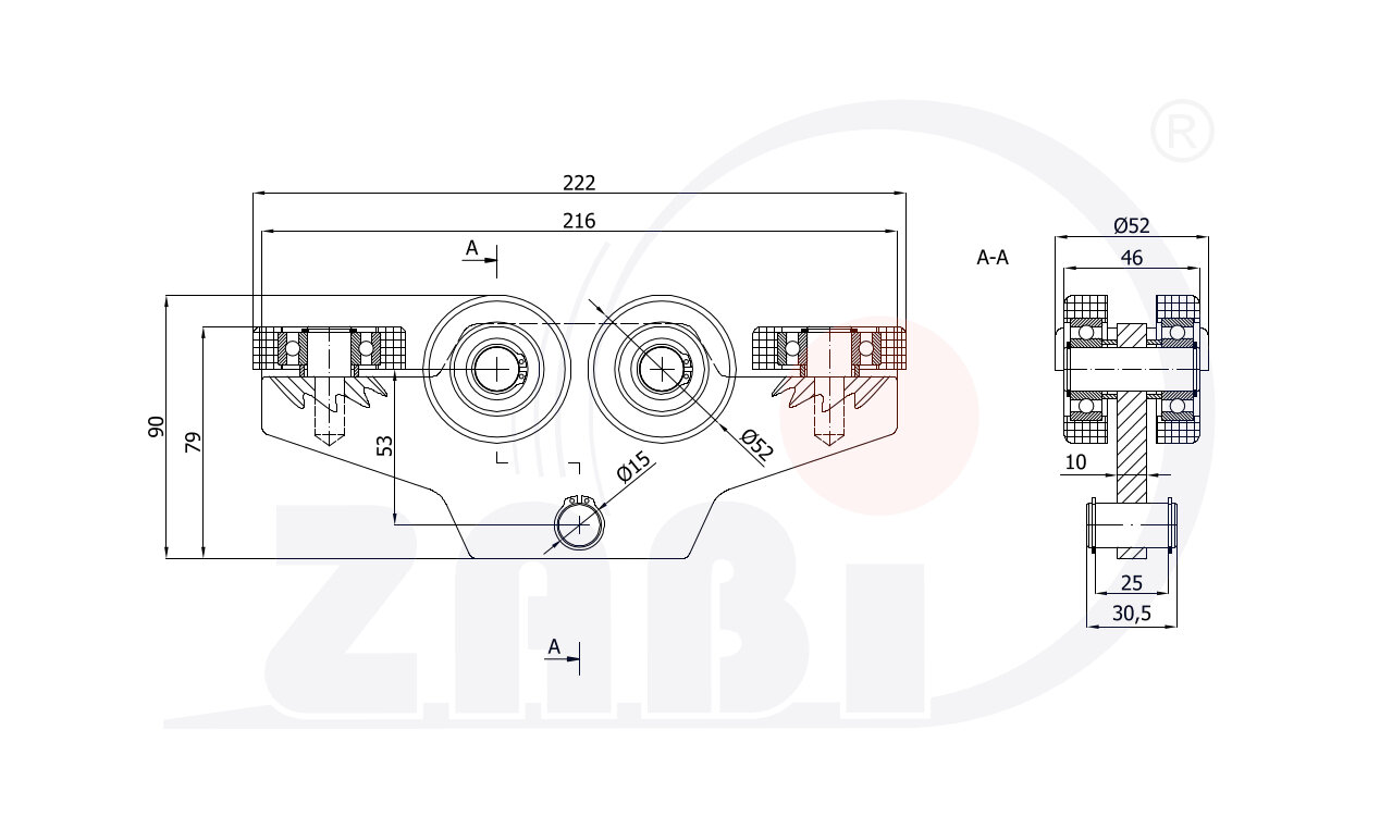 Ролики для откатных ворот, Каретки для откатных воро, Для профиля 60х60 стенка 3,5мм с обозначением WG-6T-60