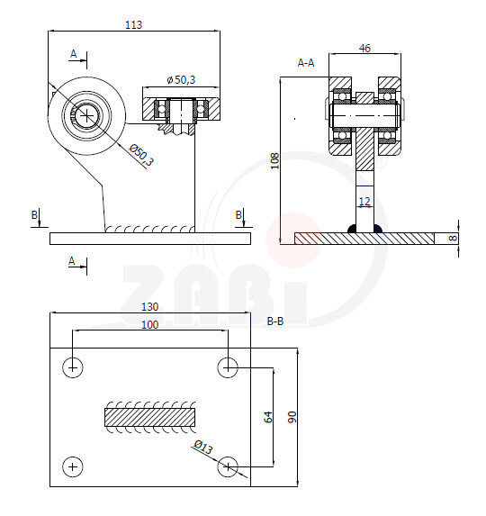 Ролики для откатных ворот, Каретки для откатных воро, Для профиля 60х60 стенка 4мм с обозначением 3T-60/4