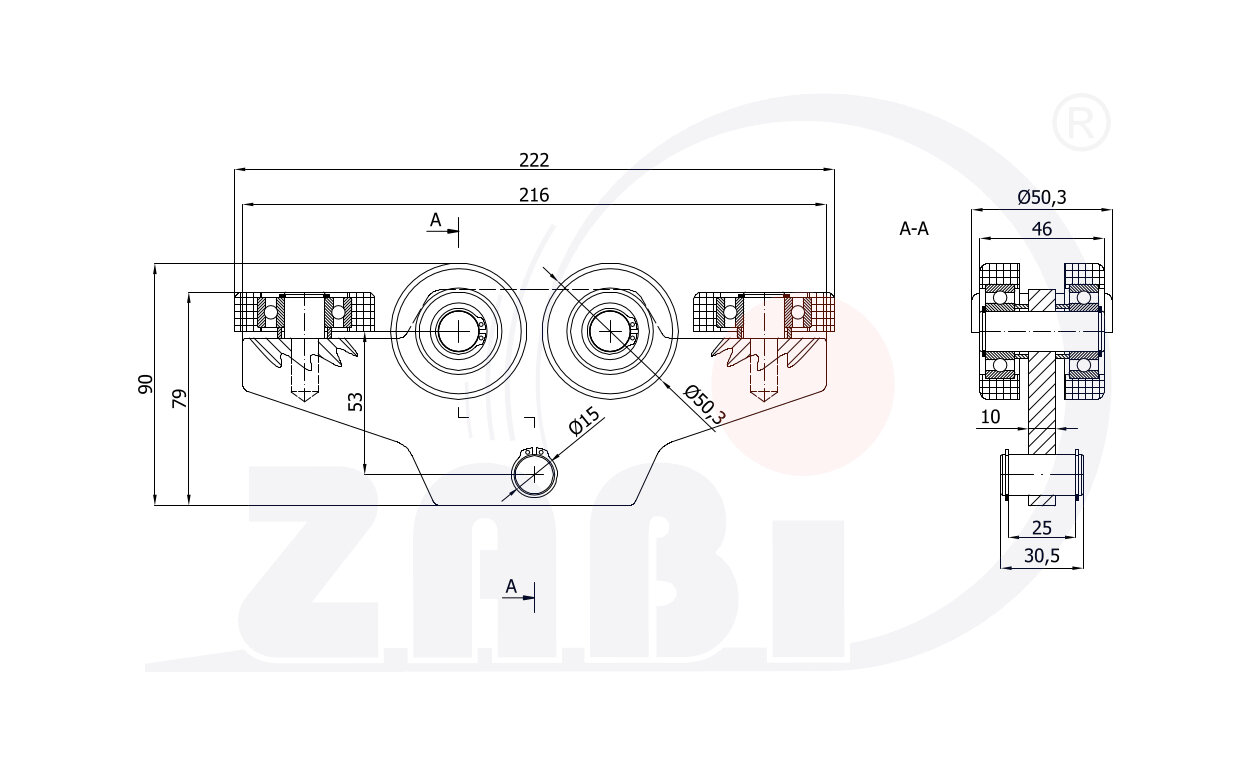 Ролики для откатных ворот, Каретки для откатных воро, Для профиля 60х60 стенка 4мм с обозначением WG-6M-60/4