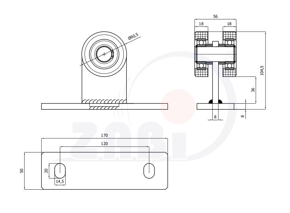 Ролики для откатных ворот, Каретки для откатных воро, Для профиля 70х70 стенка 4мм с обозначением 2T-70
