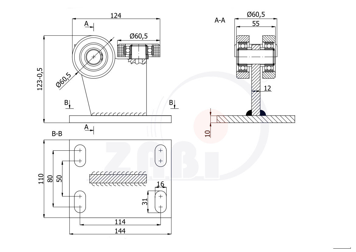 Ролики для откатных ворот, Каретки для откатных воро, Для профиля 70х70 стенка 4мм с обозначением 3M-70