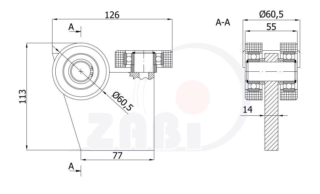 Wózki i akcesoria do bram, Wózki do bram przesuwnych, Do profili 70x70 ścianka 4mm o symbolu G-3T-70