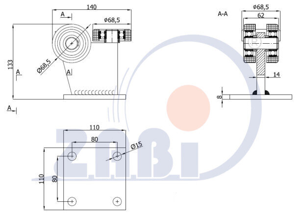 Ролики для откатных ворот, Каретки для откатных воро, Для профиля 80х80 стенка 5мм с обозначением 3T-80M