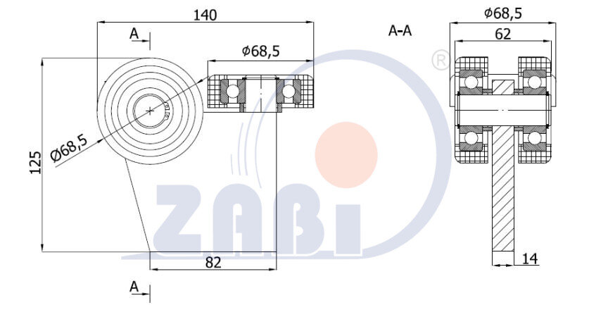 Ролики для откатных ворот, Каретки для откатных воро, Для профиля 80х80 стенка 5мм с обозначением G-3T-80