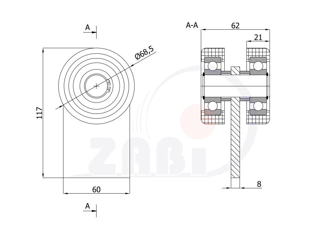 Wózki i akcesoria do bram, Wózki do bram przesuwnych, Do profili 80x80 ścianka 5mm o symbolu P-2M-80