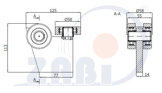 Wózki i akcesoria do bram, Wózki odporne na wysoką temperaturę do 180°C, Do profili 70x70 ścianka 4mm o symbolu G-3MM-70E
