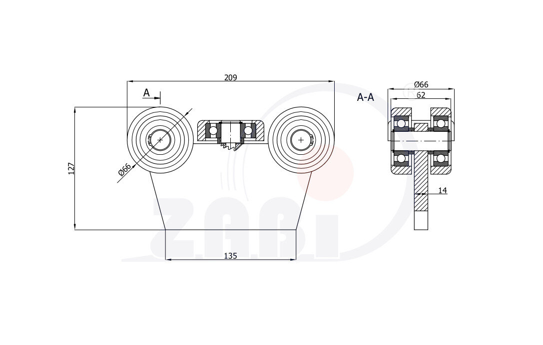 Laufwagen und Zubehör für Schiebetore und Selbsttragendes, Laufwagen mit Hitzebeständig bis 180°C, mit dem Symbol G-5MM-80E
