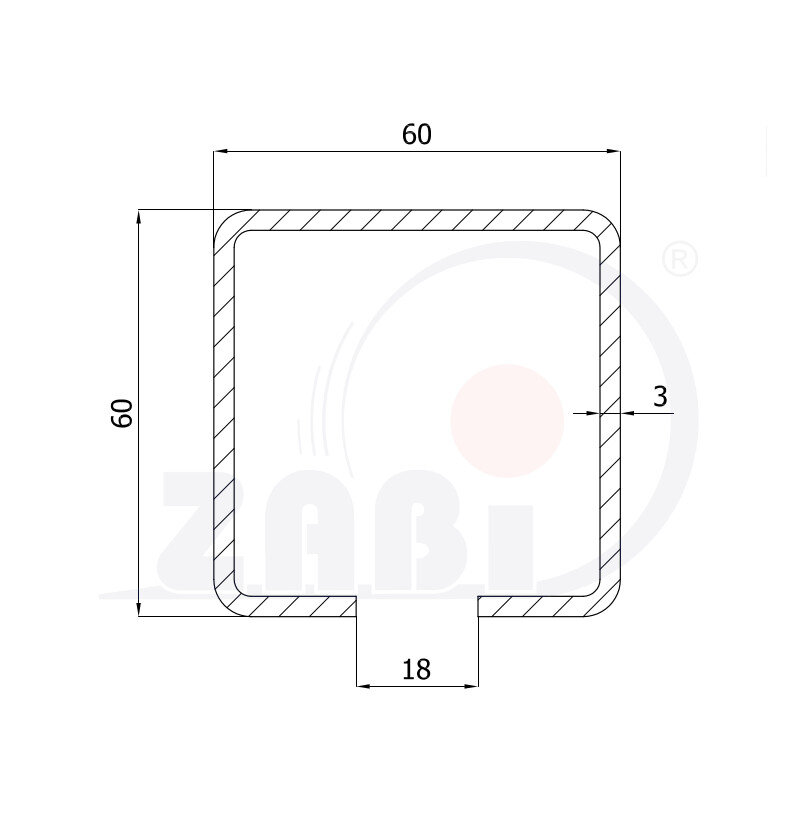 , Ролики для откатных ворот, Профили – швеллеры полузакрытые с обозначением PROF 60X60 3M
