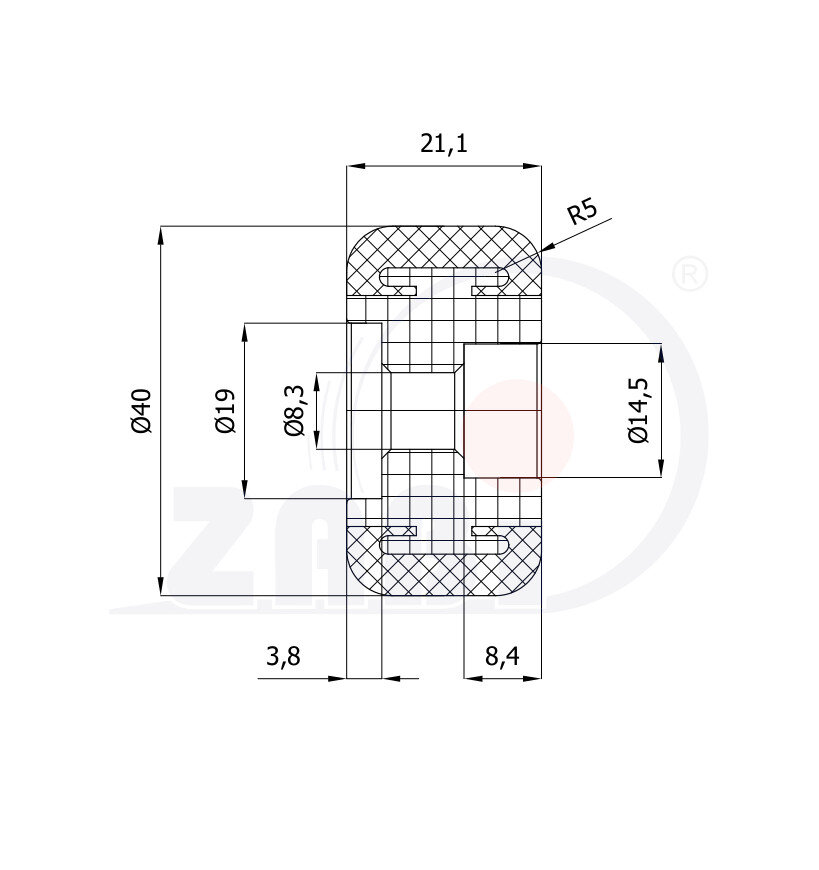 Wózki i akcesoria do bram, Akcesoria do bram, Rolki prowadzące o symbolu M40TGR