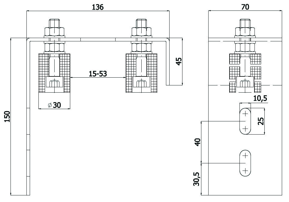 Ролики для откатных ворот, Аксессуары для врот, Направляющие ролики с обозначением RB-30Ś/2/P