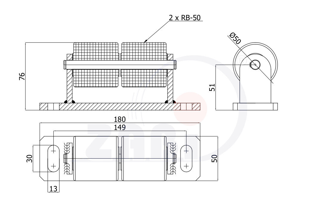 Wózki i akcesoria do bram, Akcesoria do bram, Rolki najazdowe o symbolu TRN-50-100