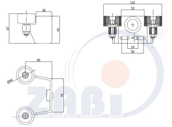 Carriages and gate accessories, Gate accessories, Upper receiver holder with symbol GR-50