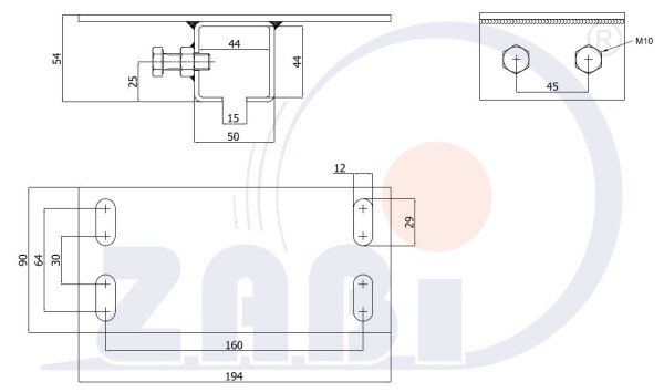 Carriages and gate accessories, Gate accessories, Upper cantilever truck holder with symbol MG PROF 40X40