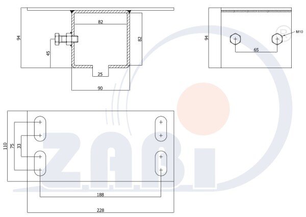 Laufwagen und Zubehör für Schiebetore und Selbsttragendes, Zubehör für Tore, Profilbefestigungen mit dem Symbol MG PROF 80X80