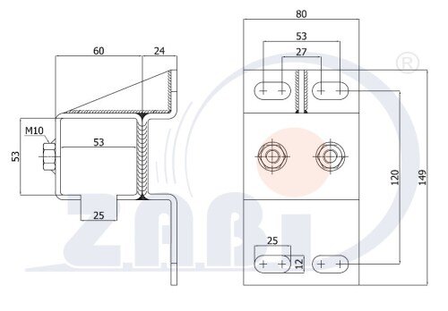 Wózki i akcesoria do bram, Akcesoria do bram, Mocowania boczne profili o symbolu MB PROF 50X50