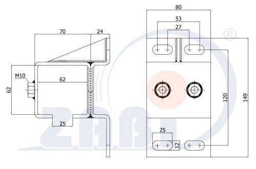 Wózki i akcesoria do bram, Akcesoria do bram, Mocowania boczne profili o symbolu MB PROF 60X60