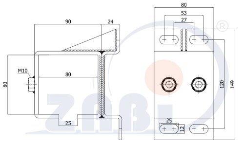 Laufwagen und Zubehör für Schiebetore und Selbsttragendes, Zubehör für Tore, Seitenbefestigungen der Profile mit dem Symbol MB PROF 80X80