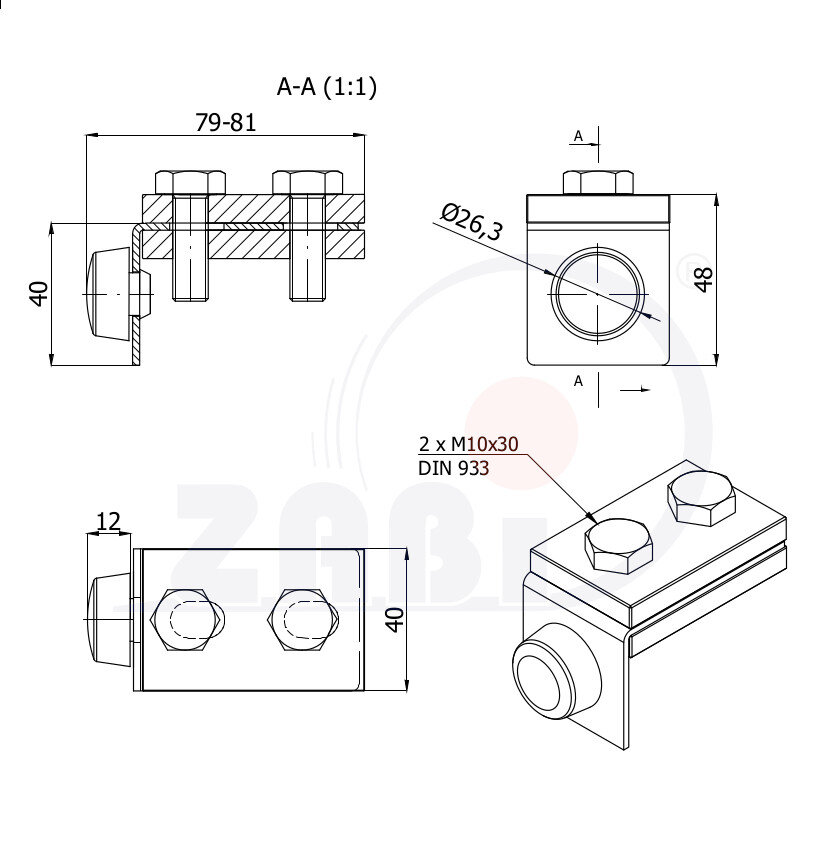 Laufwagen und Zubehör für Schiebetore und Selbsttragendes, Zubehör für Tore, mit dem Symbol ODG-60